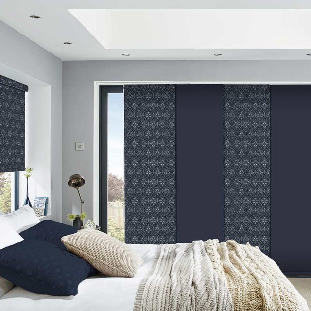 Arabesque Blue Panel Blinds