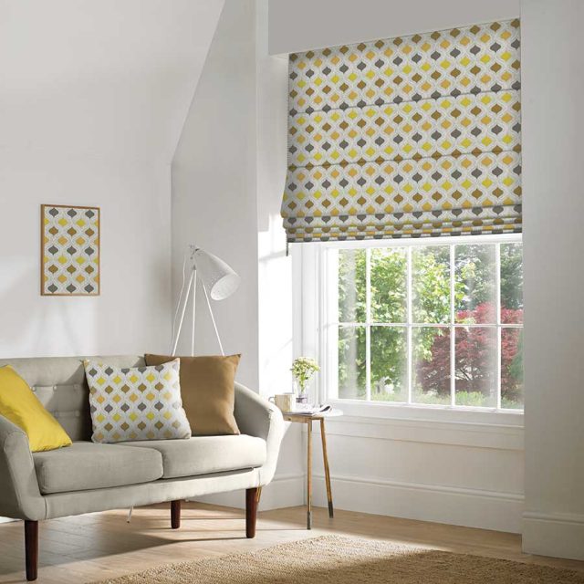 Brocade Flaxen Roman Blinds