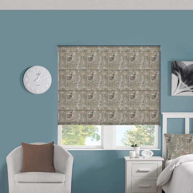 Holly Hock Ochre Roman Blind